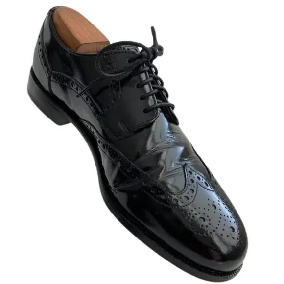 Cole Haan Oxford Black Leather Wingtip Brogue Round Toe Lace Up Shoes Size 8M Men main image 3